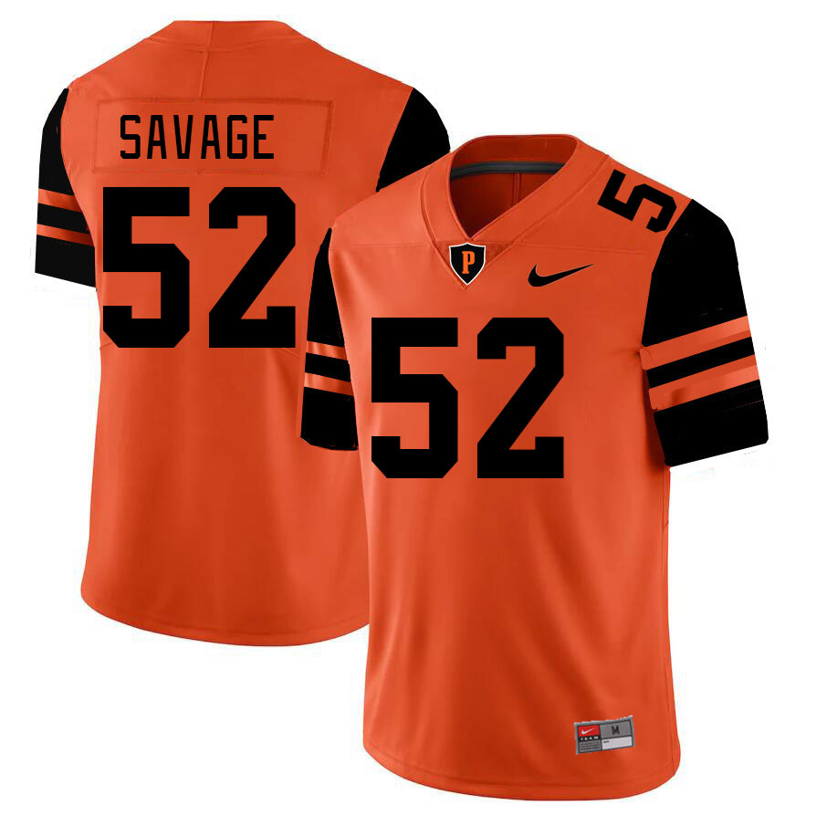 Men-Youth #52 Ryan Savage Princeton Tigers 2023 College Football Jerseys Stitched Sale-Orange